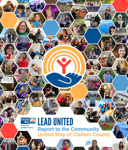 Honeycomb design of images with United Way Circle of Hope logo