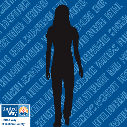 Silhouette of a woman on a blue background 