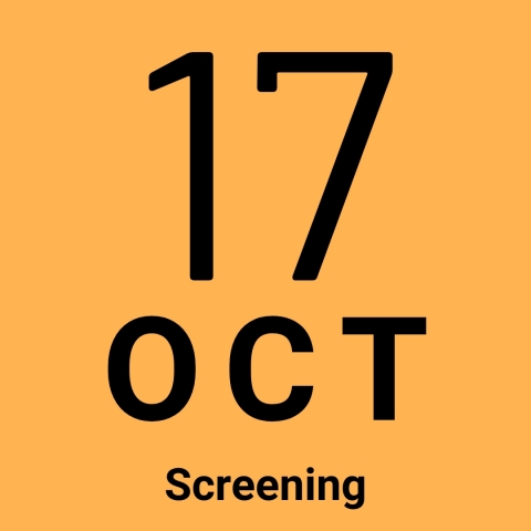 yellow background with 17 oct screening