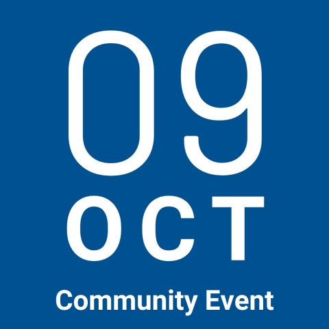 Blue background with 09 OCT Community Event